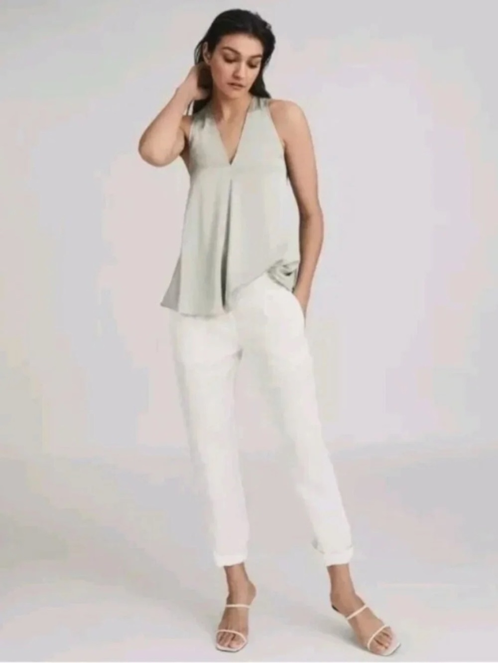 Reiss Stella Tie Back tank in Pistachio Size 4